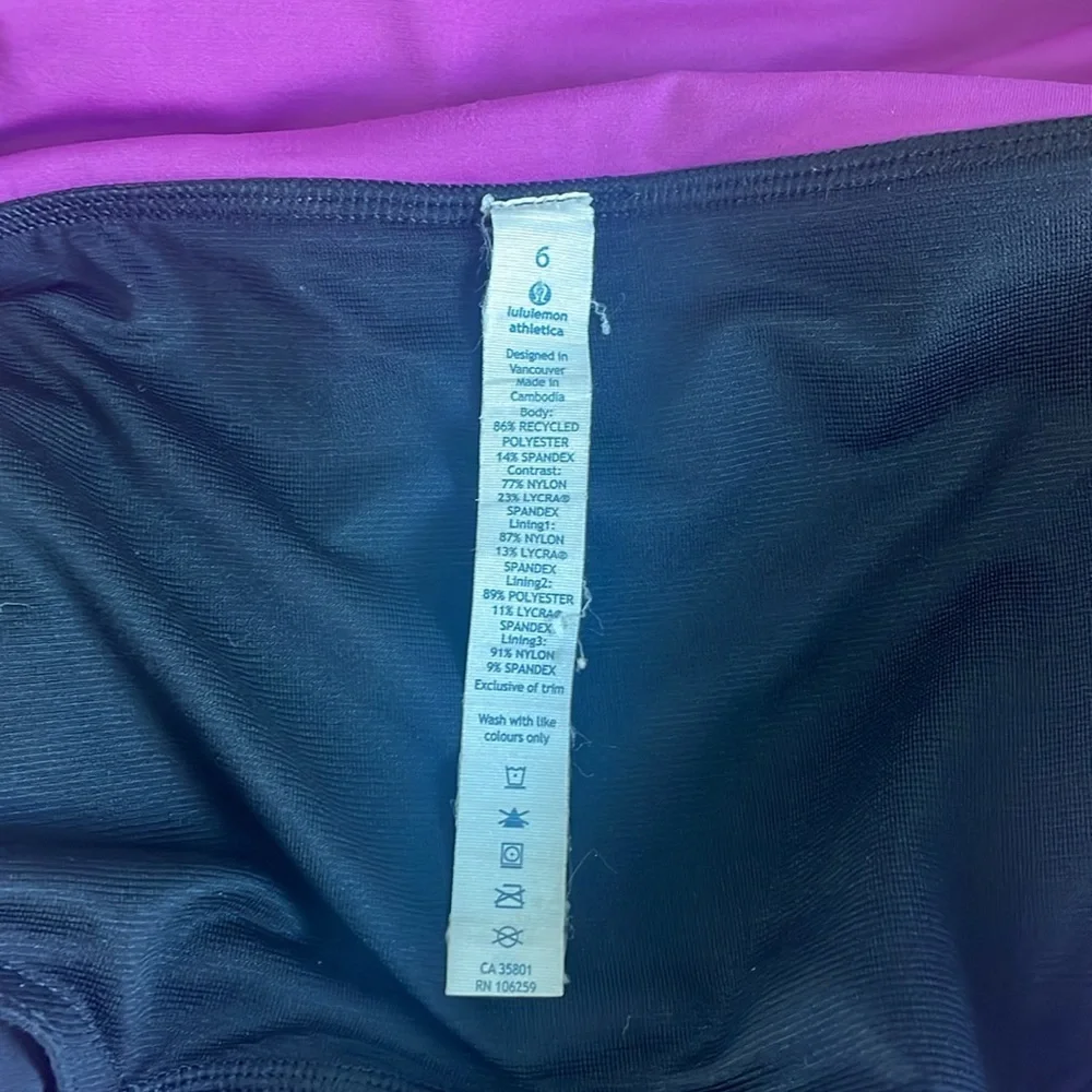 Lululemon Women's Black and Purple Running Shorts Size 6